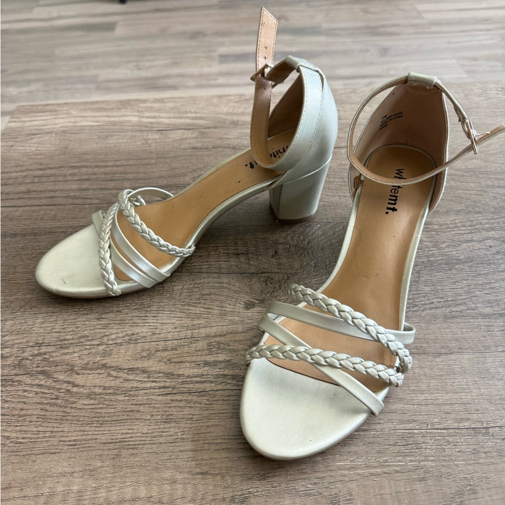 Elegant Light Gold Ankle Strap Heels